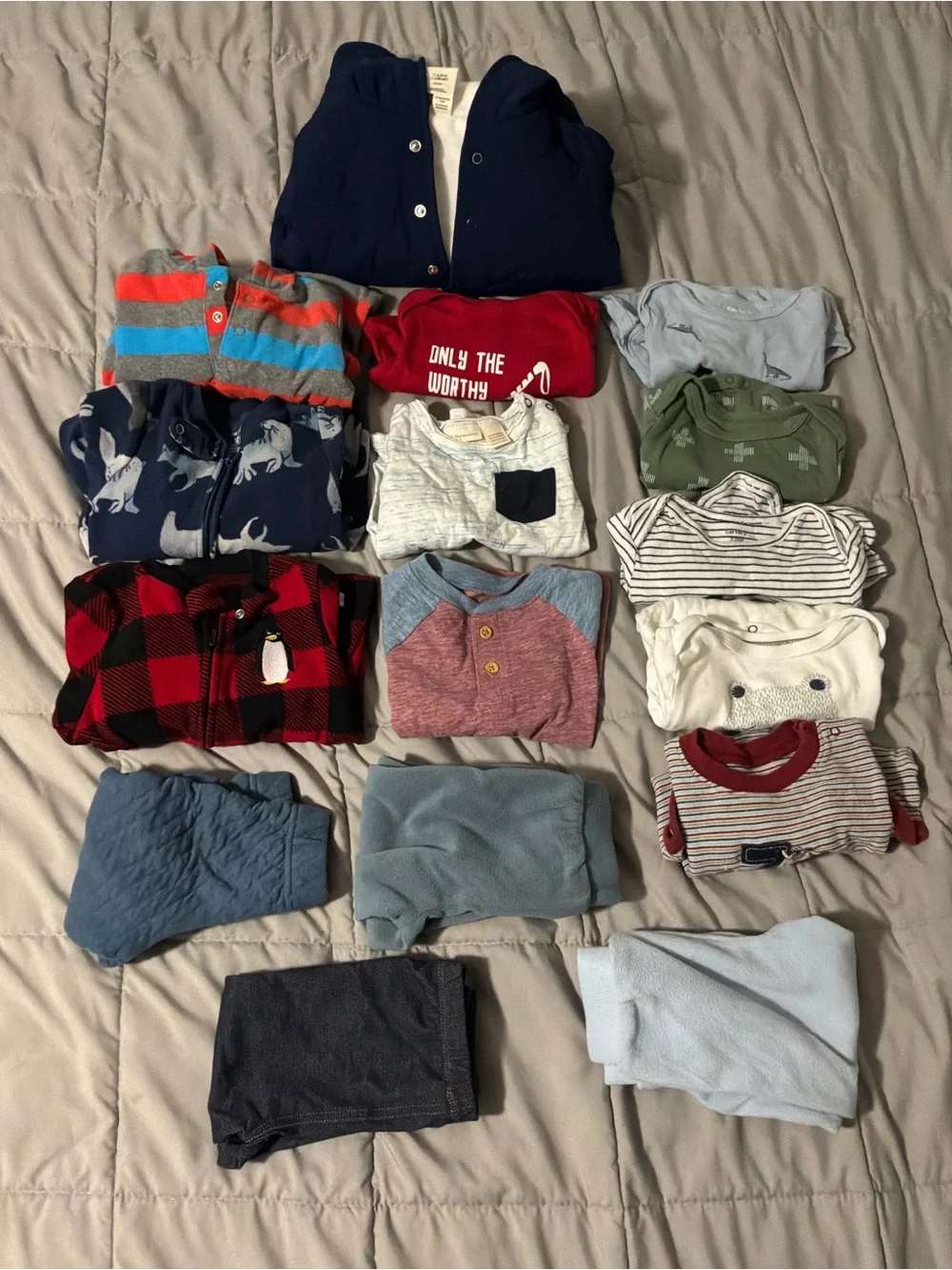 16 Piece 12 Month Mixed Brand Winter Baby Boy Bundle Lot